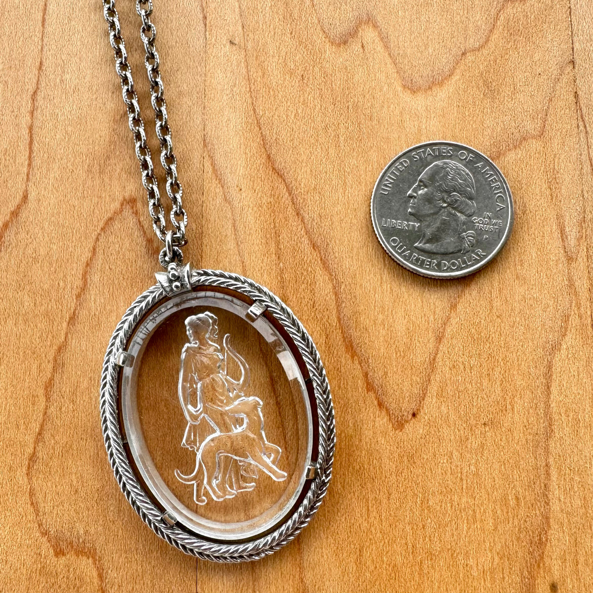 “Goddess Diana” Intaglio Pendant - Vintage Avon