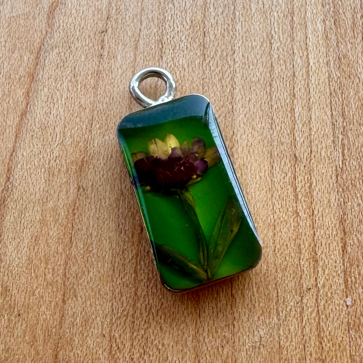 Absinthe Green Rose Pendant - Sterling Silver