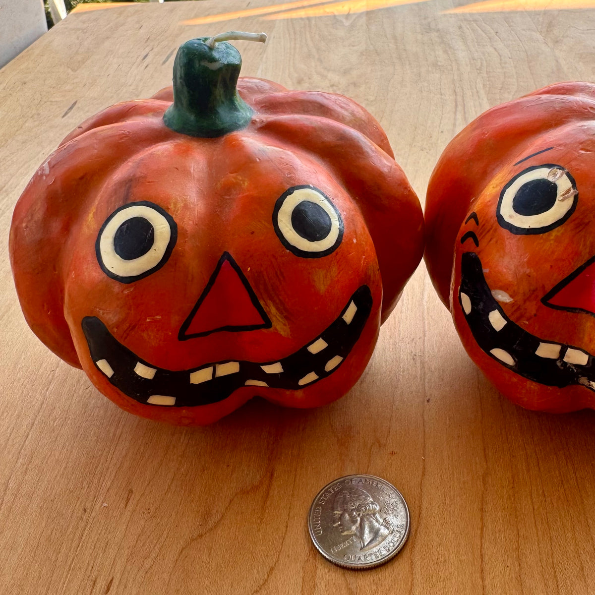 Pair of Pumpkin Candles - Vintage