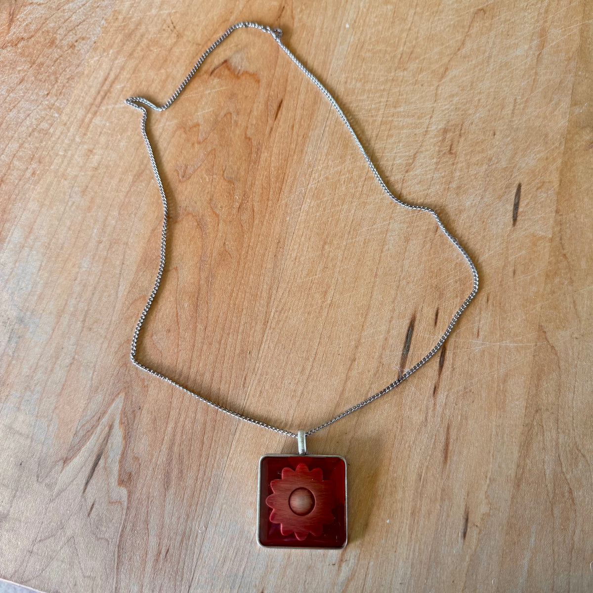 Funky Holo Flower Pendant - Vintage
