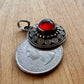 Red Stone Circle Pendant - Sterling Silver