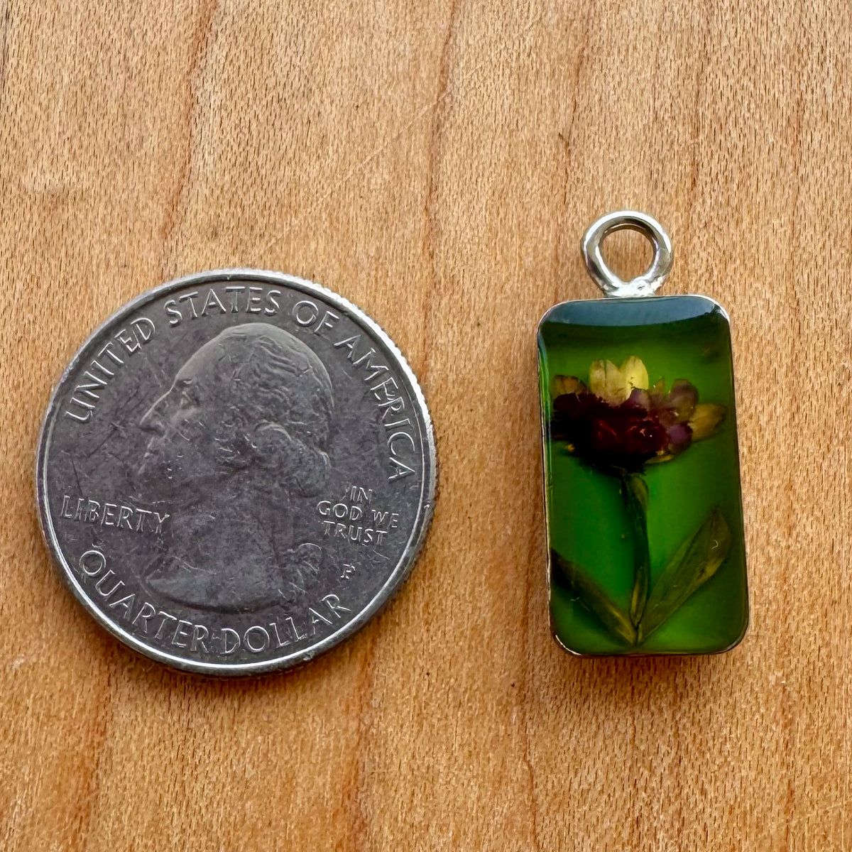 Absinthe Green Rose Pendant - Sterling Silver