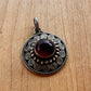 Red Stone Circle Pendant - Sterling Silver