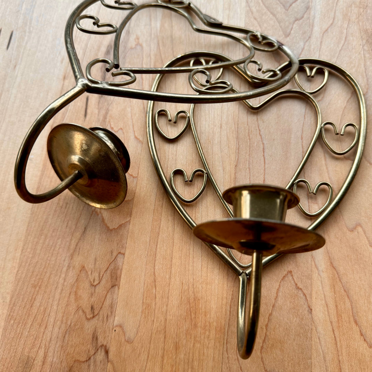 Gold Tone Heart Sconces - Vintage