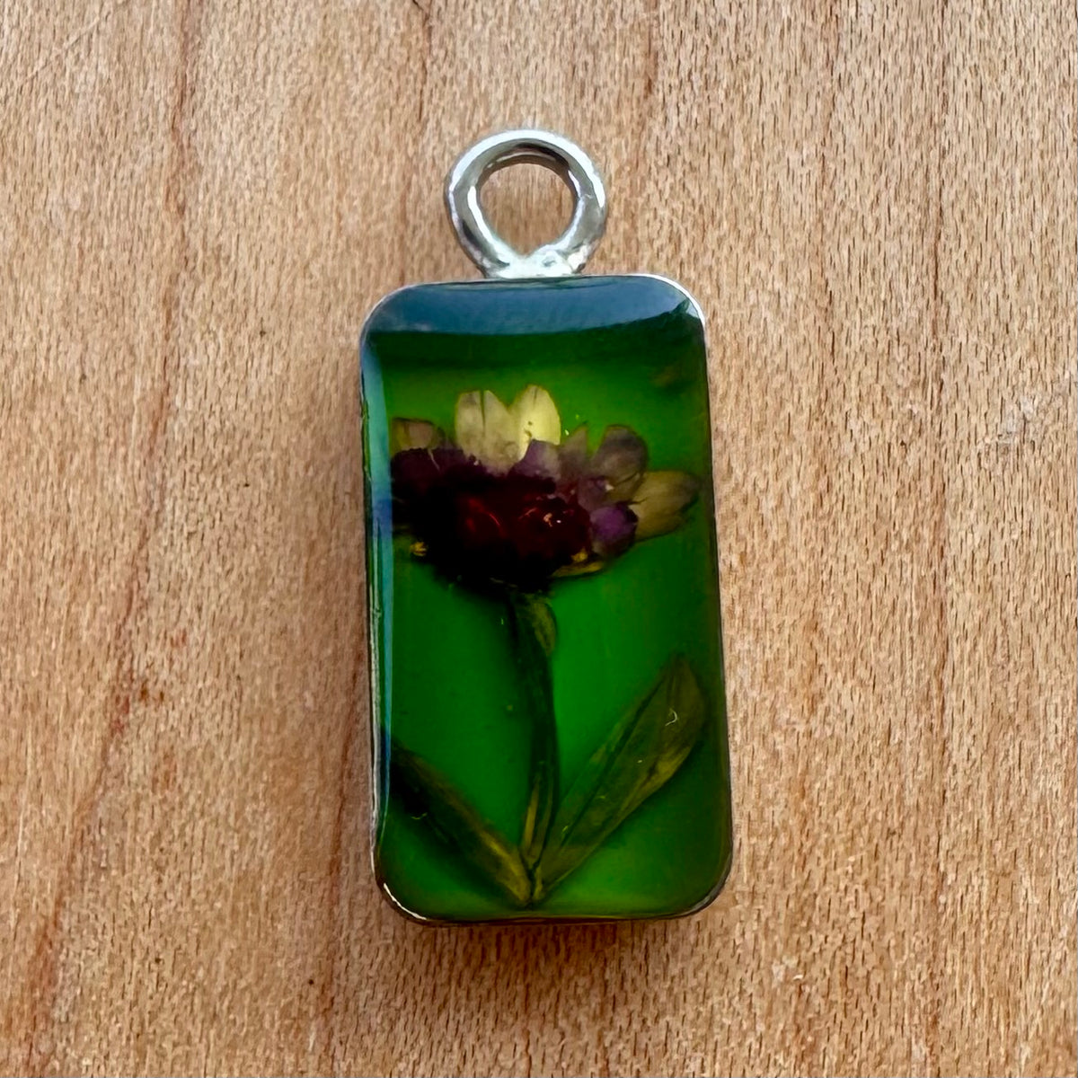 Absinthe Green Rose Pendant - Sterling Silver