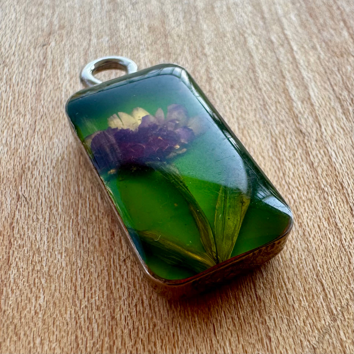 Absinthe Green Rose Pendant - Sterling Silver