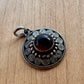 Red Stone Circle Pendant - Sterling Silver