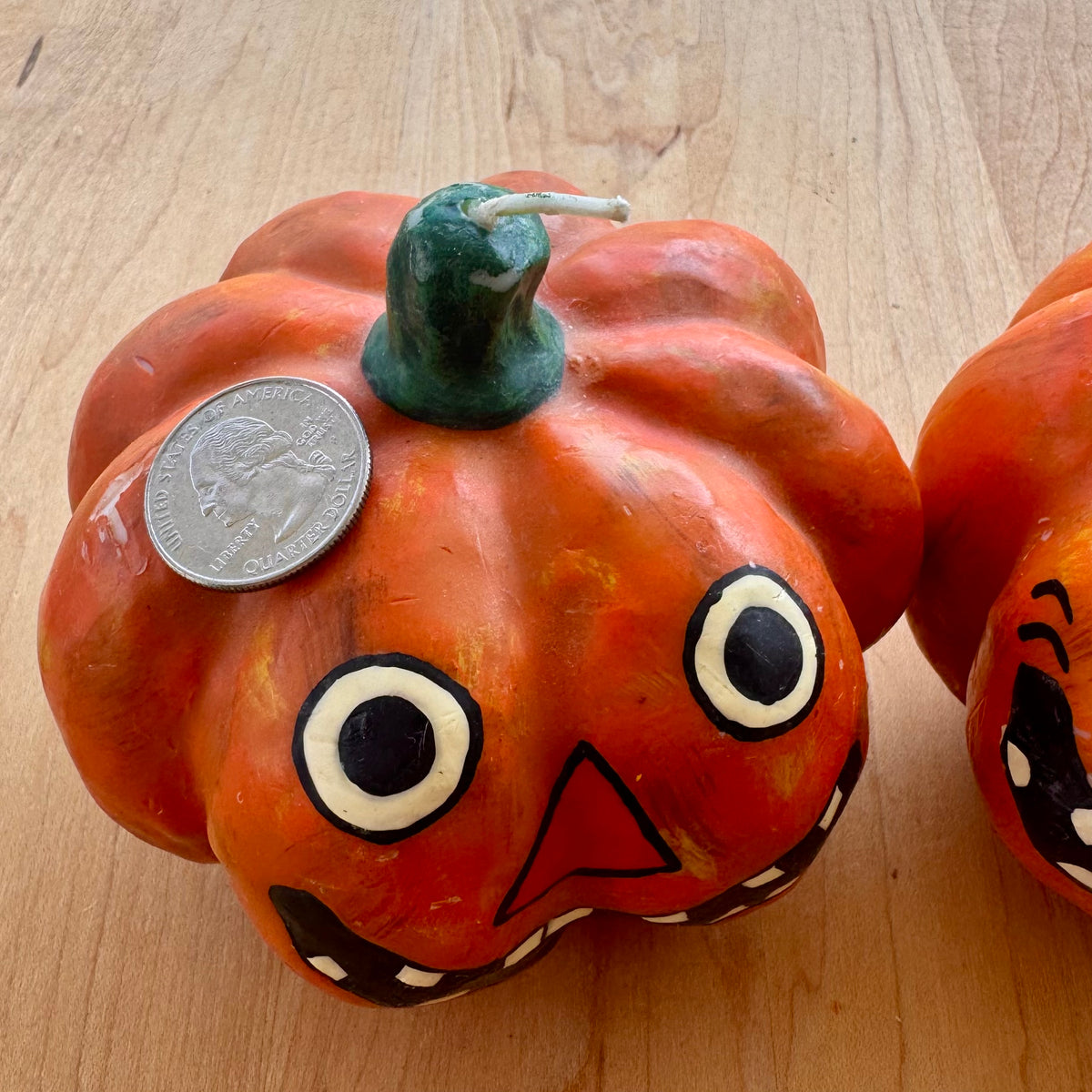 Pair of Pumpkin Candles - Vintage