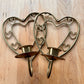 Gold Tone Heart Sconces - Vintage