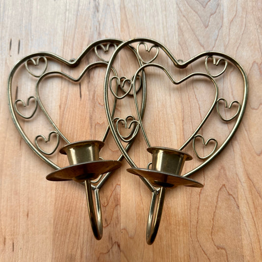 Gold Tone Heart Sconces - Vintage