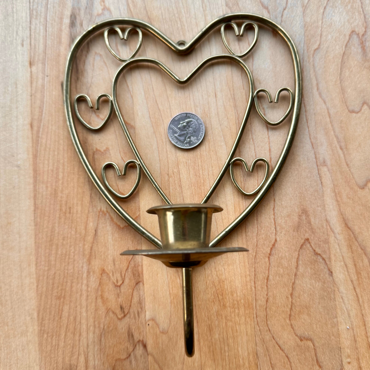 Gold Tone Heart Sconces - Vintage