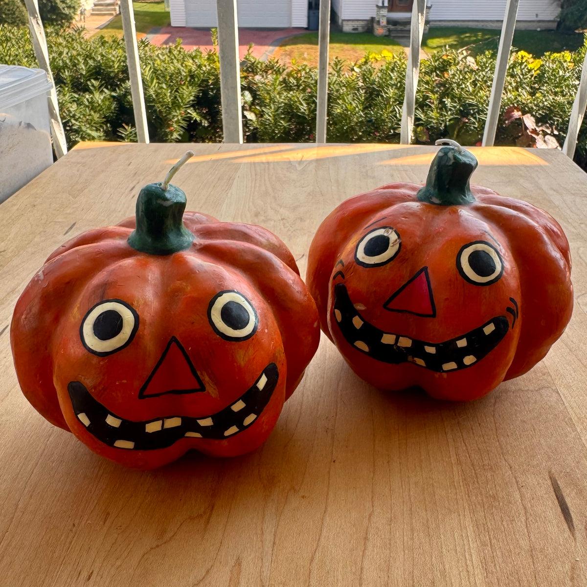 Pair of Pumpkin Candles - Vintage