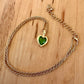 Emerald Puffy Heart Pendant - Gold Tone