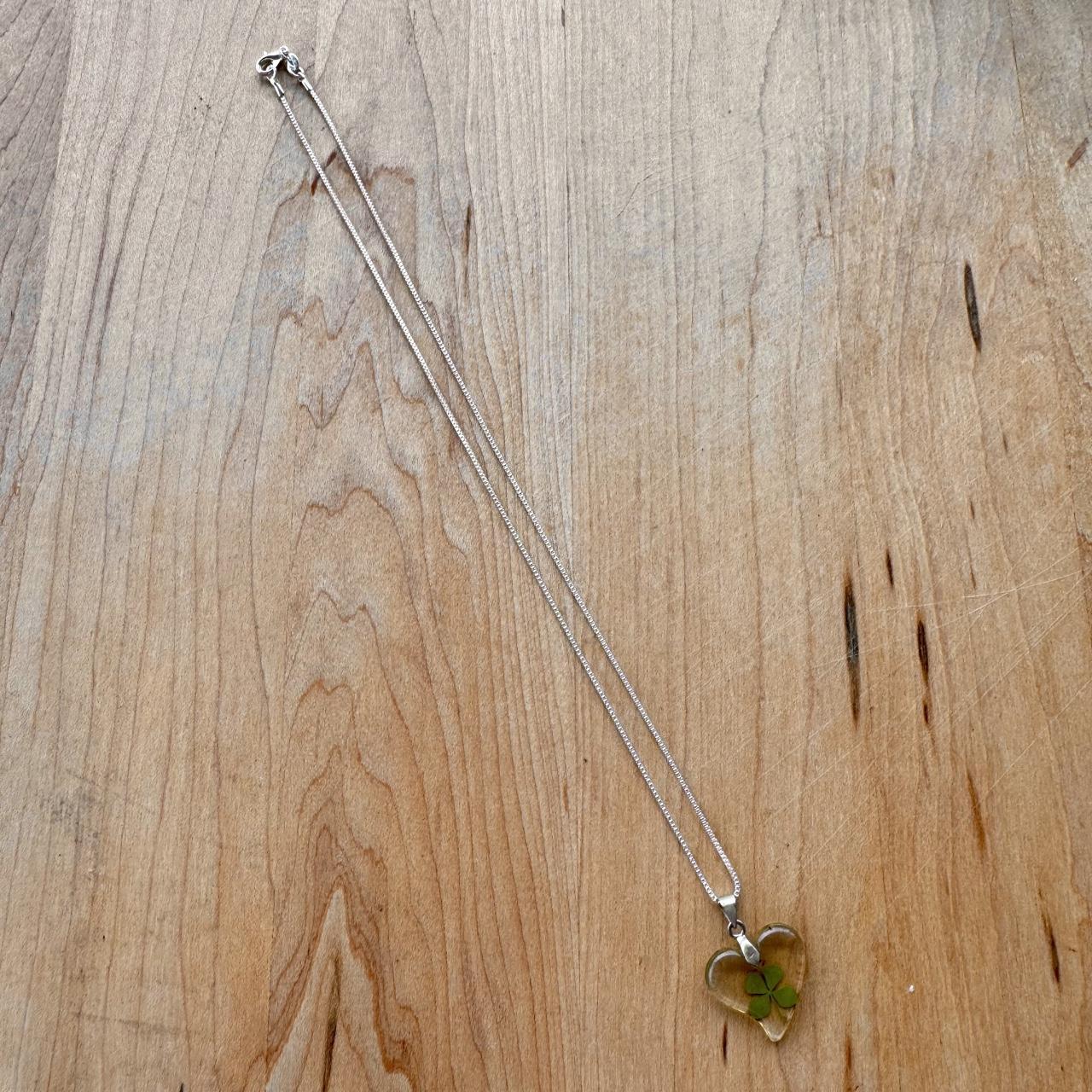 Lucky Heart Pendant - Vintage Four Leaf Clover