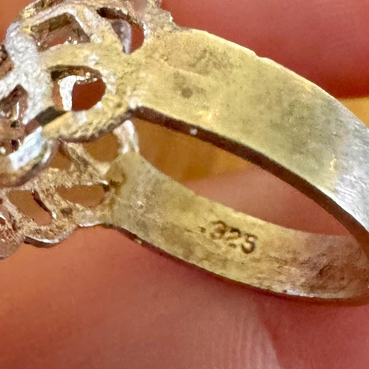 Sz 7.5 Latticed Dome Sterling Silver Statement Ring - Vintage