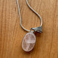 Rose Quartz Pendant Necklace - Silver Plated