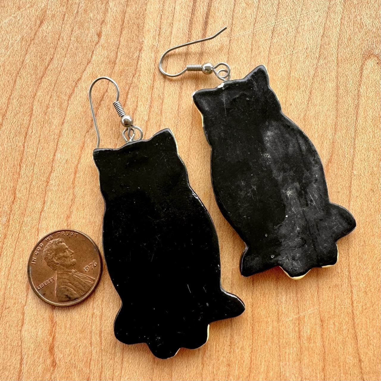 Vintage Cat Earrings - Hand Painted