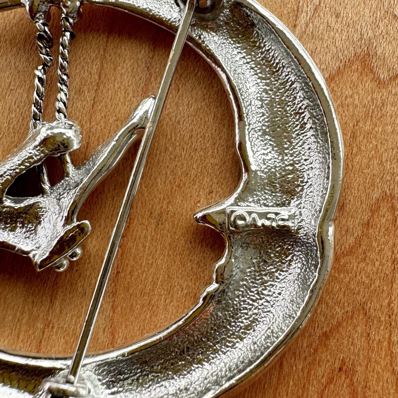 Angel & Crescent Moon Brooch