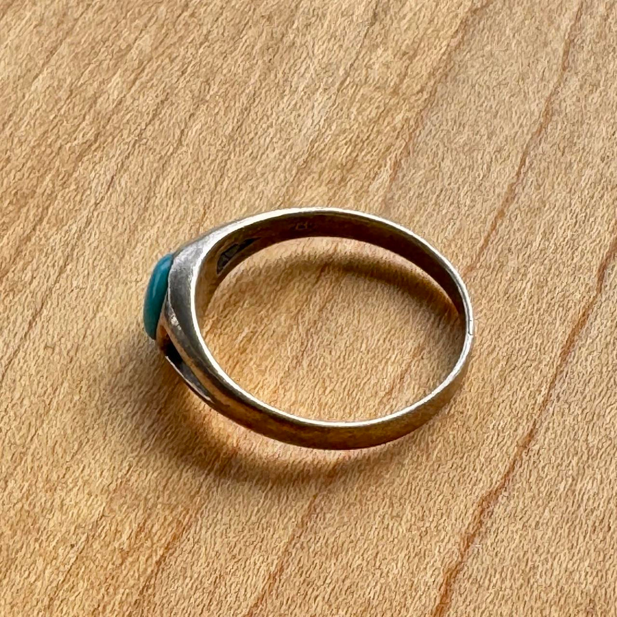 Turquoise Split Shank Ring - Sterling Silver