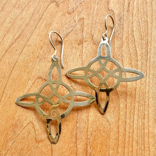Celtic Knot Cross Earrings - Sterling Silver