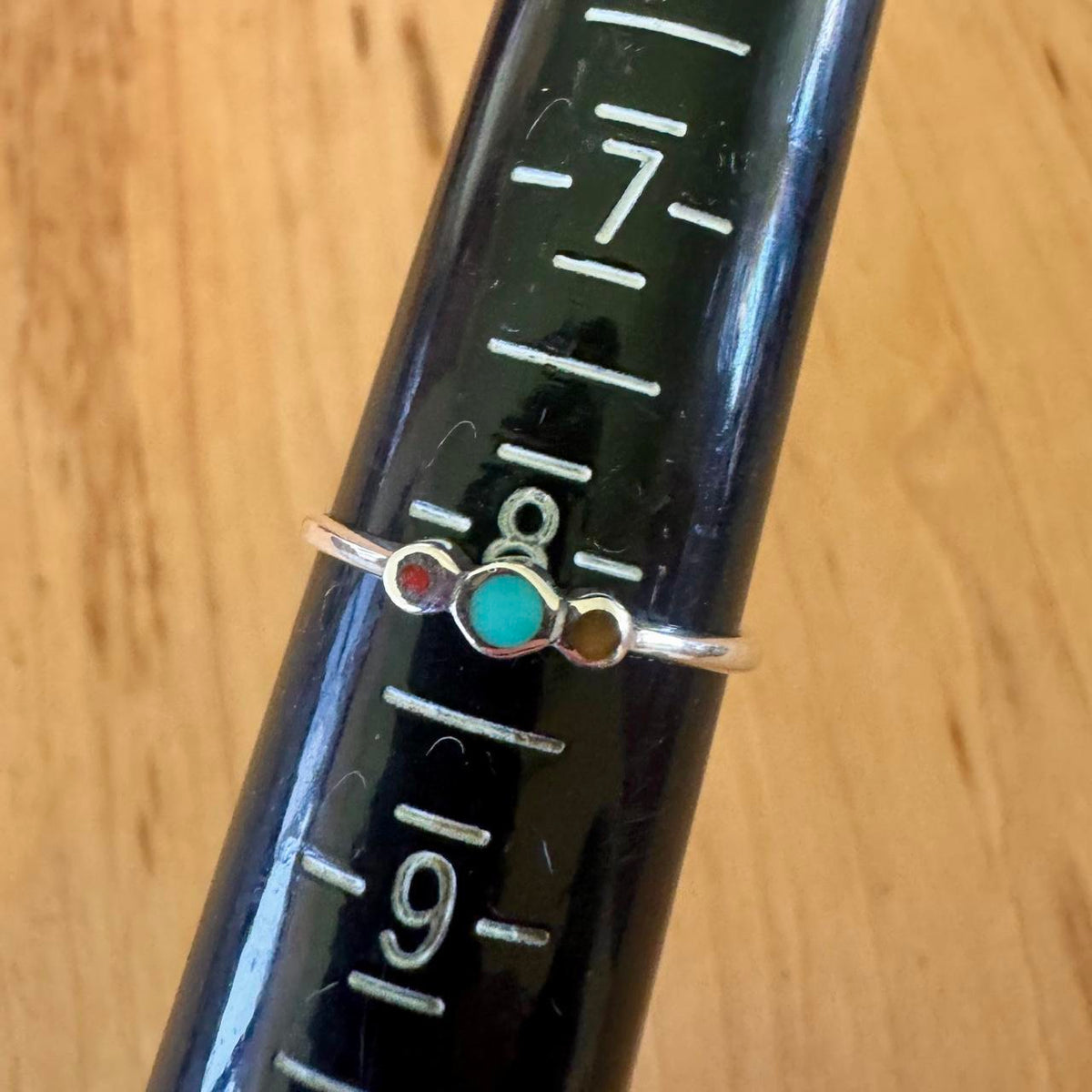 Sz 8 Three Stone Ring - Sterling Silver