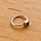 Square Cut Garnet Ring - Sterling Silver