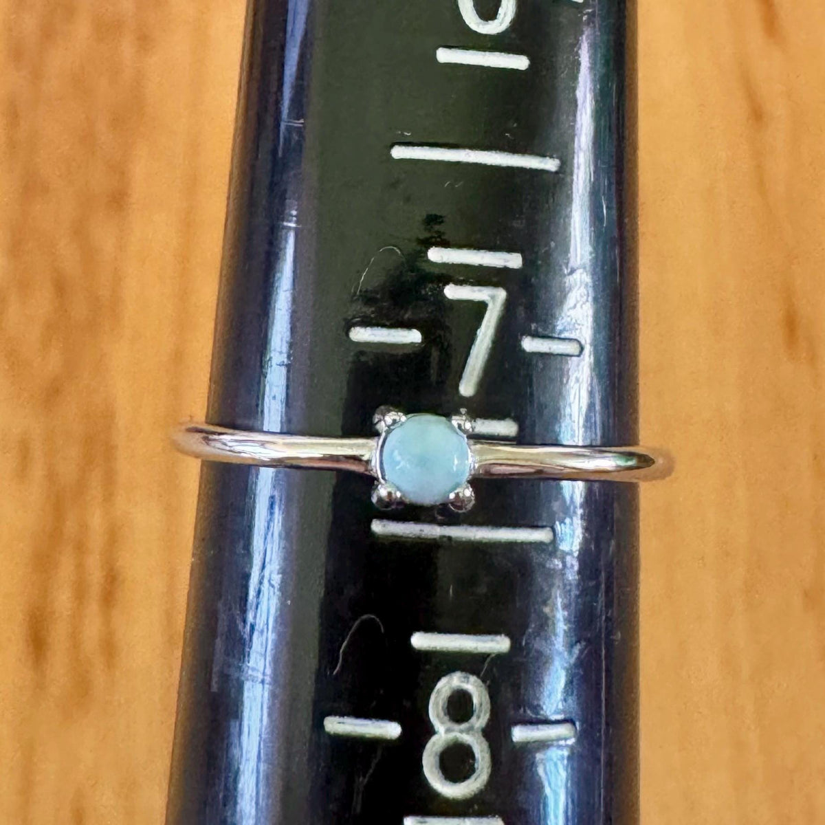 Sz 7.25 Super Dainty Larimar Ring - Sterling Silver