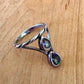 Sz 7.25 Mystic Topaz Double Teardrop Ring - Sterling Silver