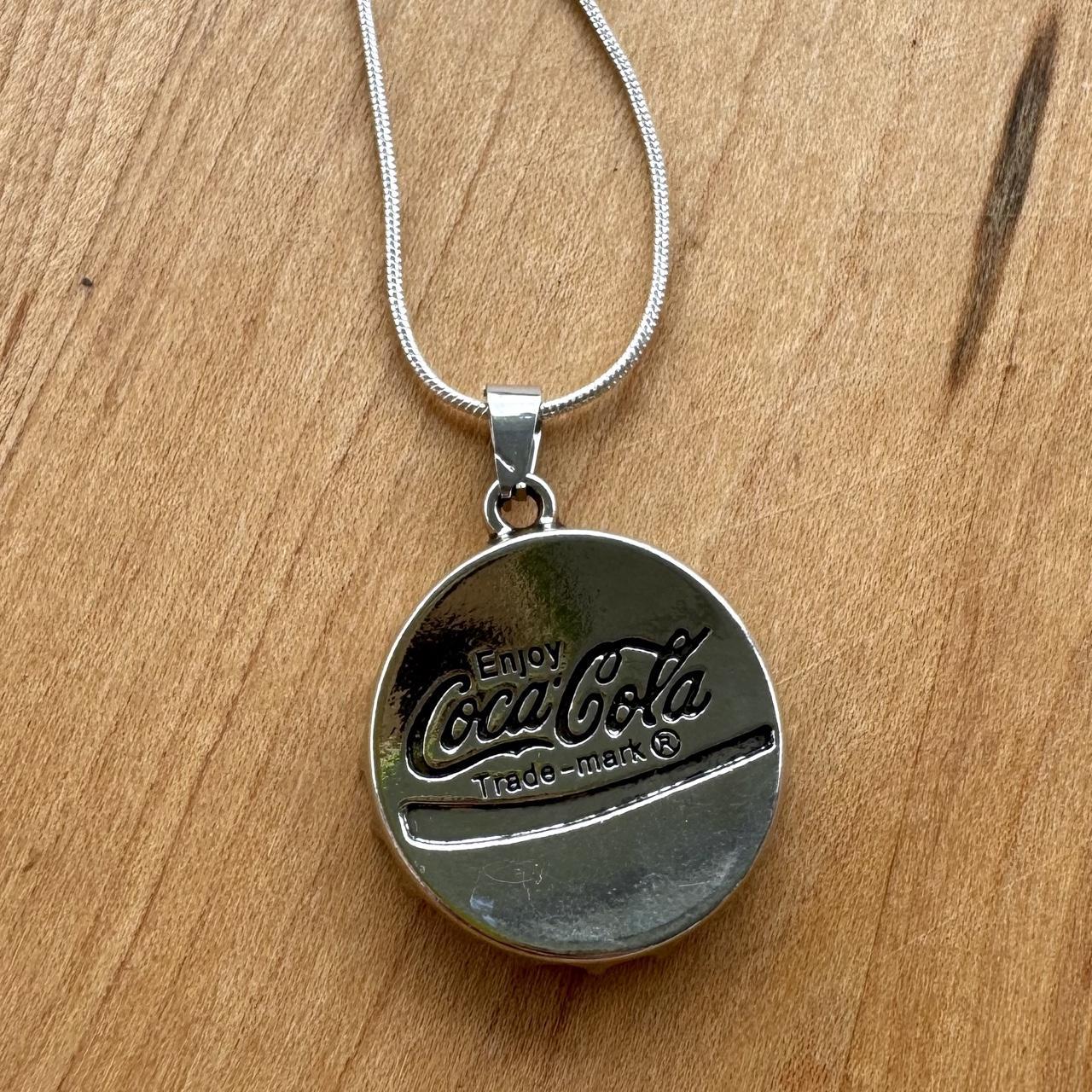 Silver Plated Coca Cola Bottle Cap Pendant W Inspirational Quote