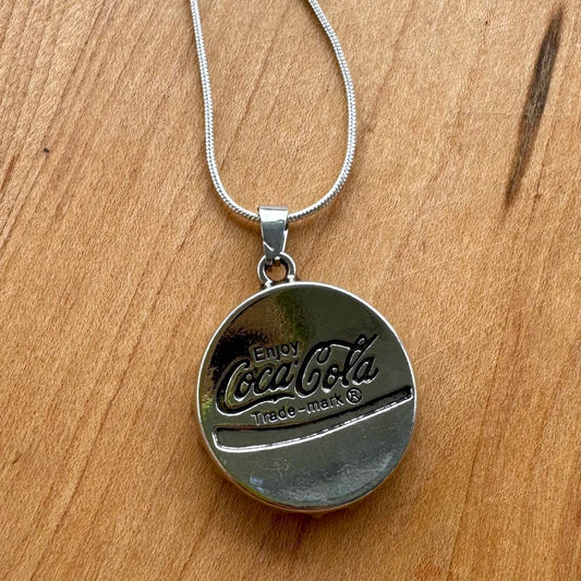Silver Plated Coca Cola Bottle Cap Pendant W Inspirational Quote