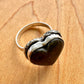 Green Stone Heart Ring - Sterling Silver
