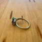 Sz 5 Vintage Malachite Feather Ring - Sterling Silver