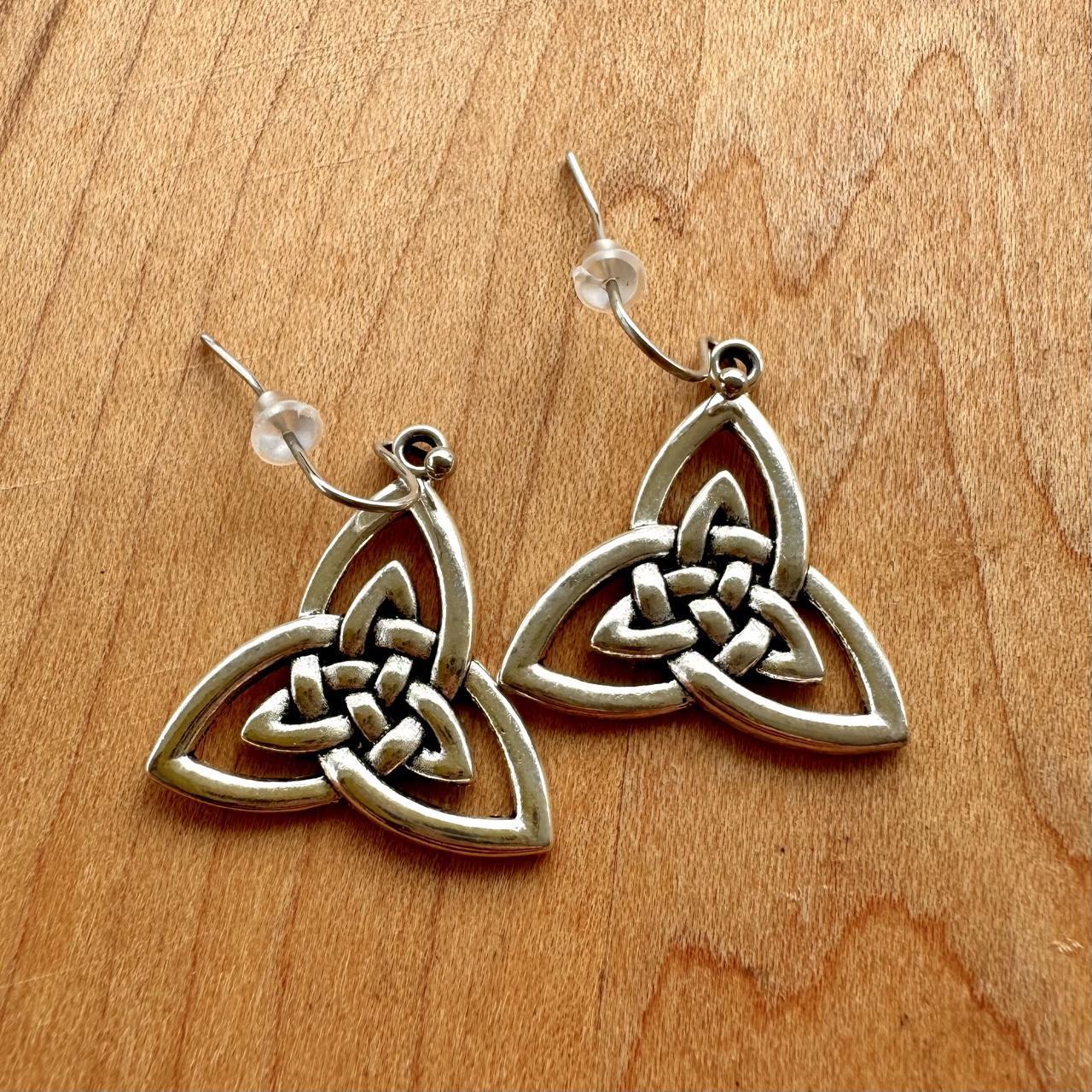 Celtic Knot Earrings - Silver Tone