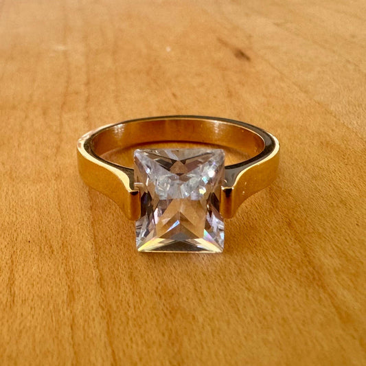 Sz 9 Tension Set Ring - Gold Over Sterling Silver