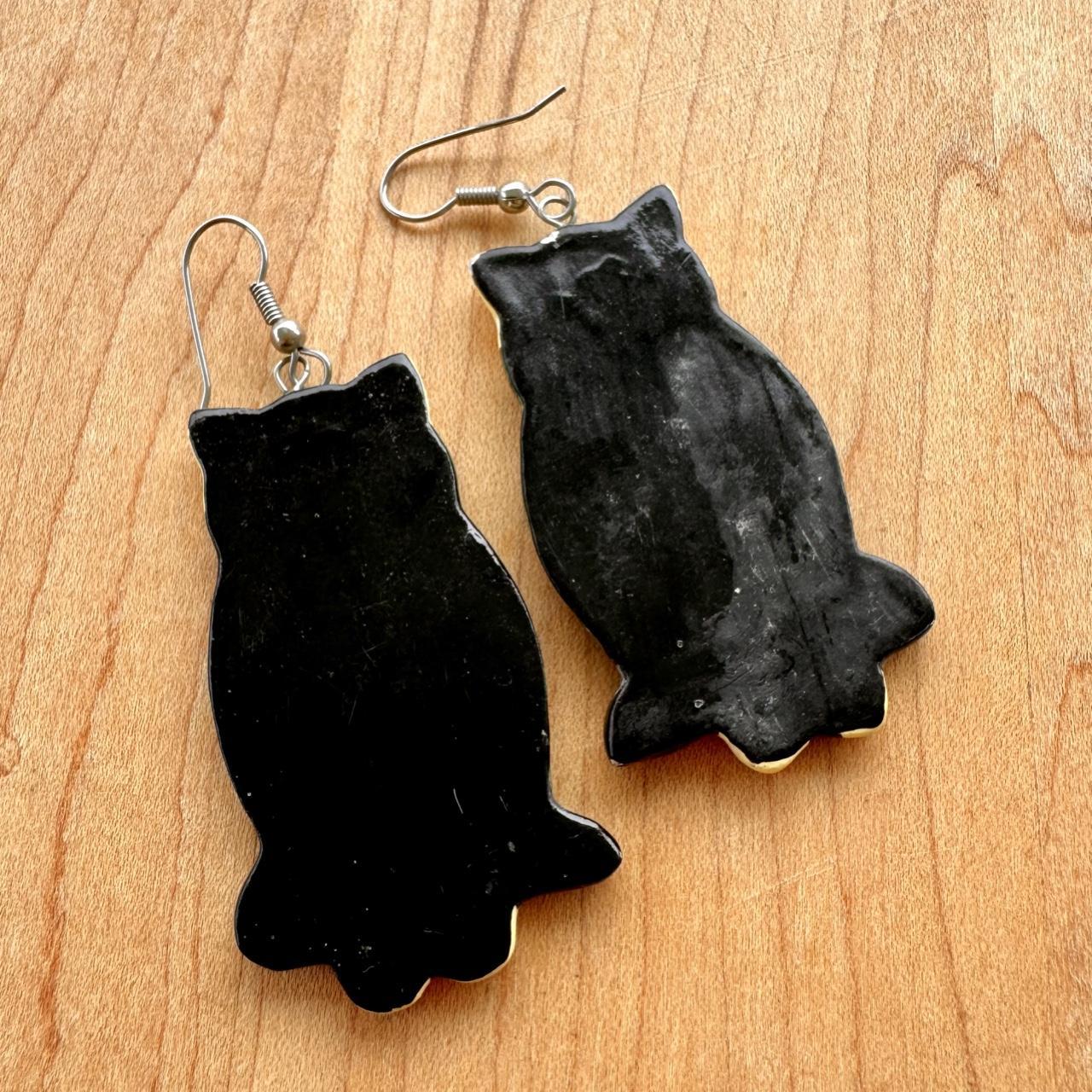 Vintage Cat Earrings - Hand Painted