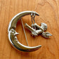 Angel & Crescent Moon Brooch