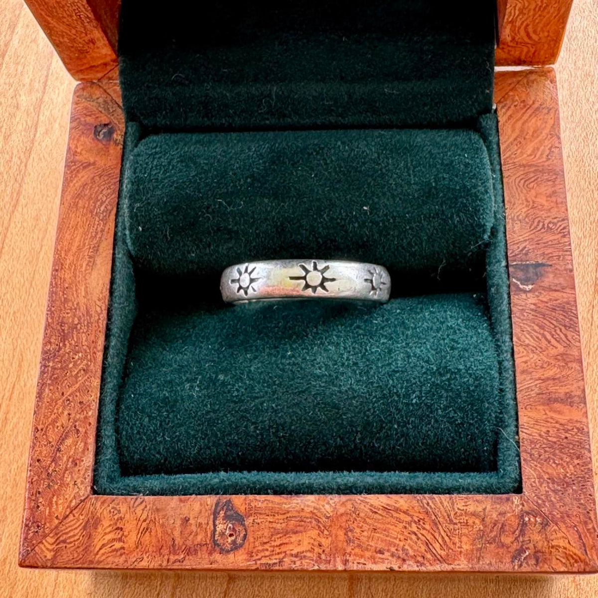 Hand Stamped Sun Ring - Sterling Silver