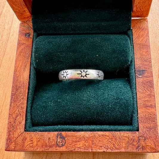 Hand Stamped Sun Ring - Sterling Silver