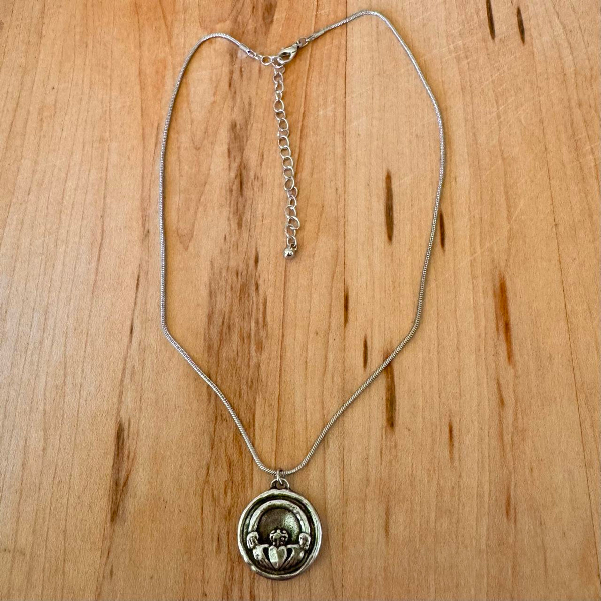 Claddagh & Four Leaf Clover Coin Pendant