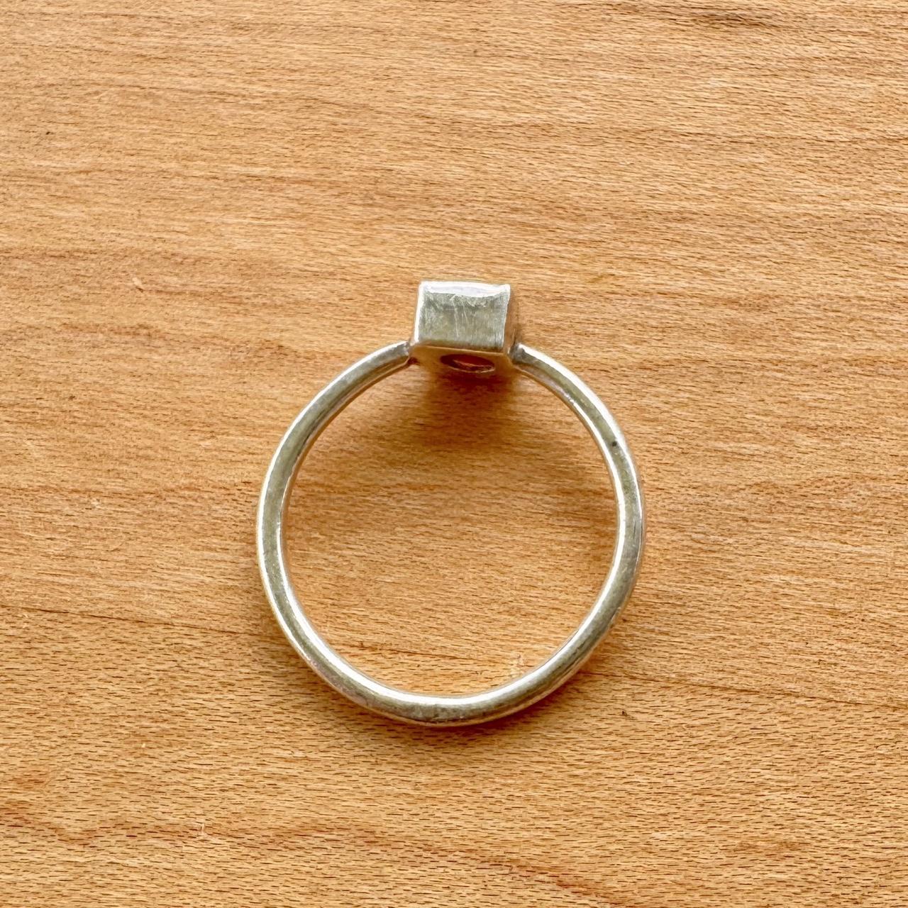 Square Cut Garnet Ring - Sterling Silver