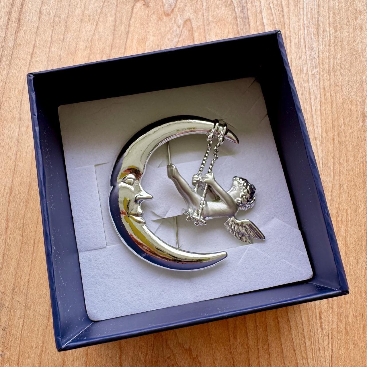 Angel & Crescent Moon Brooch
