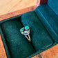 Sz 5 Vintage Malachite Feather Ring - Sterling Silver