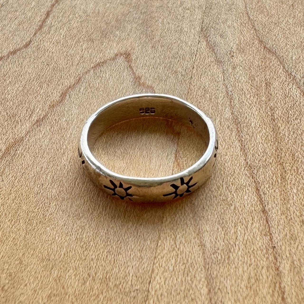 Hand Stamped Sun Ring - Sterling Silver