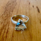 Sz 8.5 Chunky Green Amethyst Solitaire Ring - Sterling Silver
