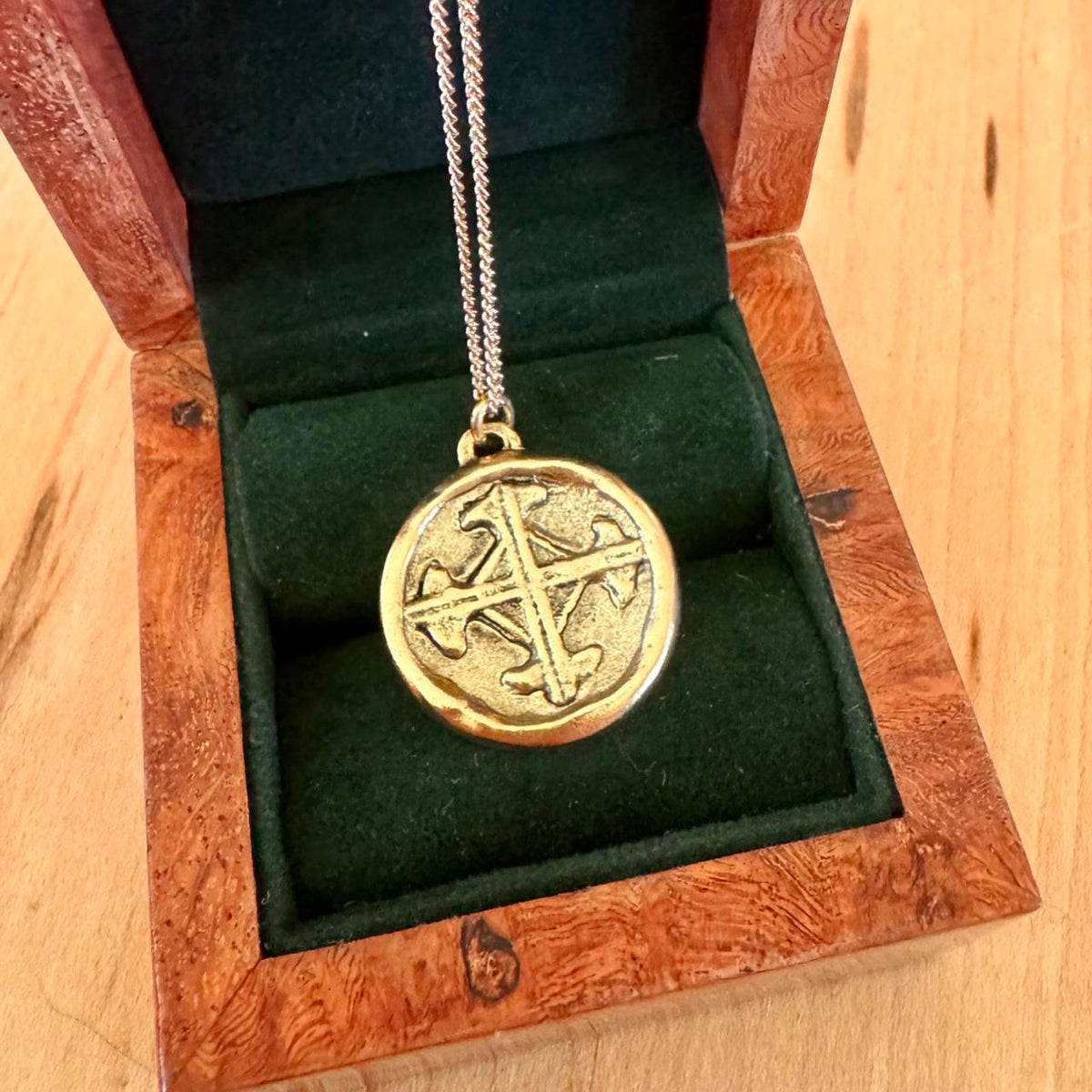 Serenity Prayer Coin Pendant - Gold Tone