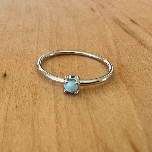 Sz 7.25 Super Dainty Larimar Ring - Sterling Silver