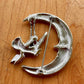 Angel & Crescent Moon Brooch