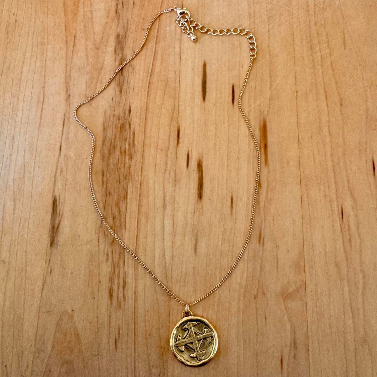 Serenity Prayer Coin Pendant - Gold Tone