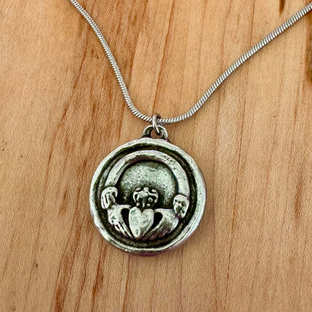 Claddagh & Four Leaf Clover Coin Pendant