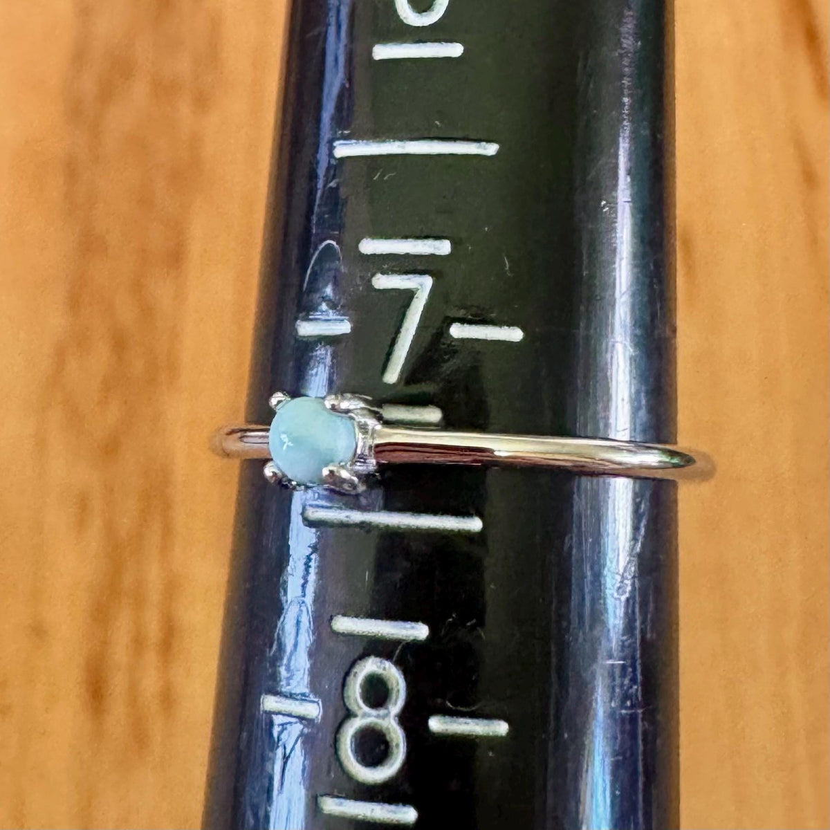 Sz 7.25 Super Dainty Larimar Ring - Sterling Silver